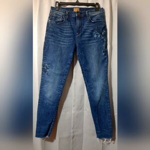 Driftwood Classic Fit Distressed Jeans with Floral Embroidery Size 29